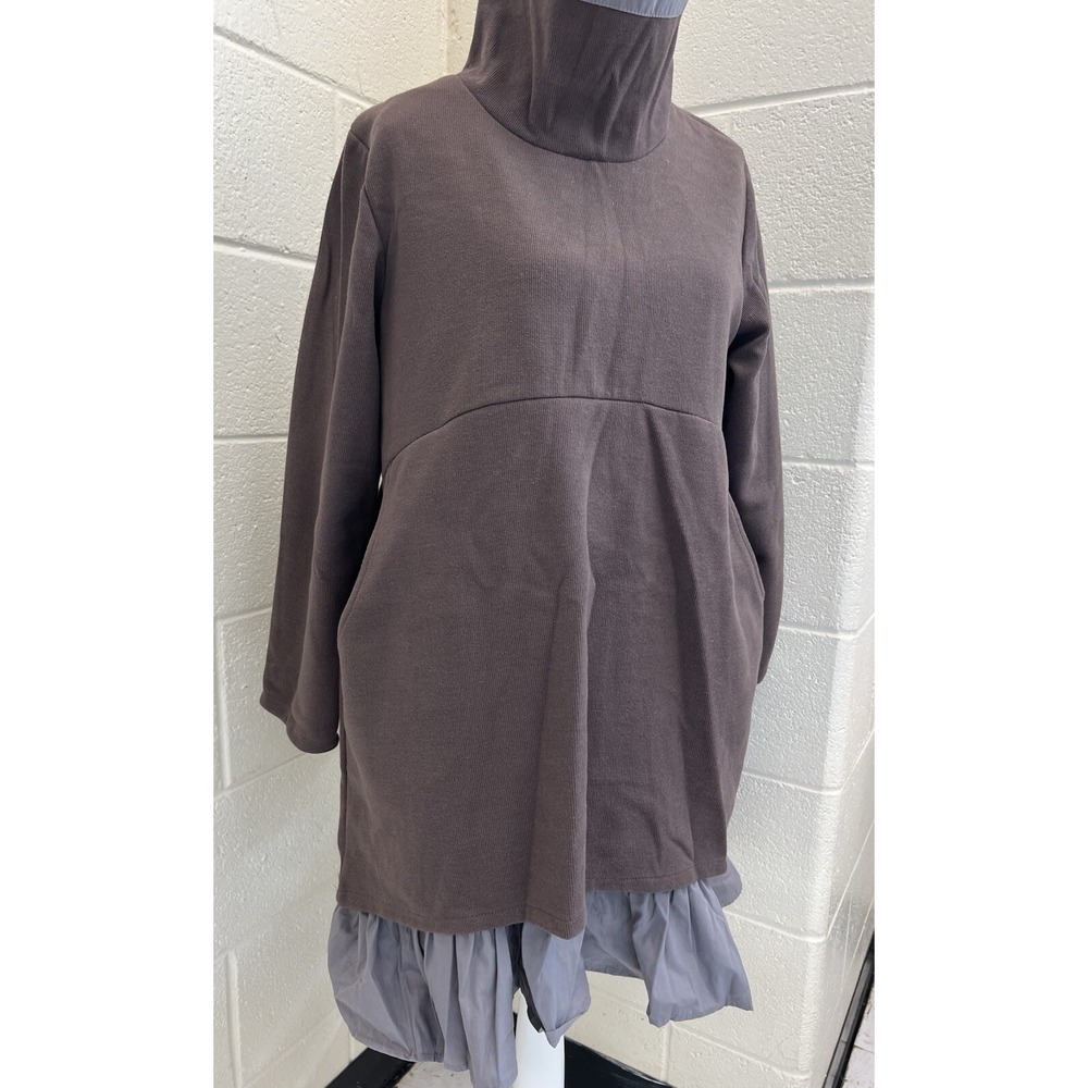 Mordenmiss  Sz Large Hi Low‎ Ruffle Hem Coffee Color Flared Layers Tunic/Dress